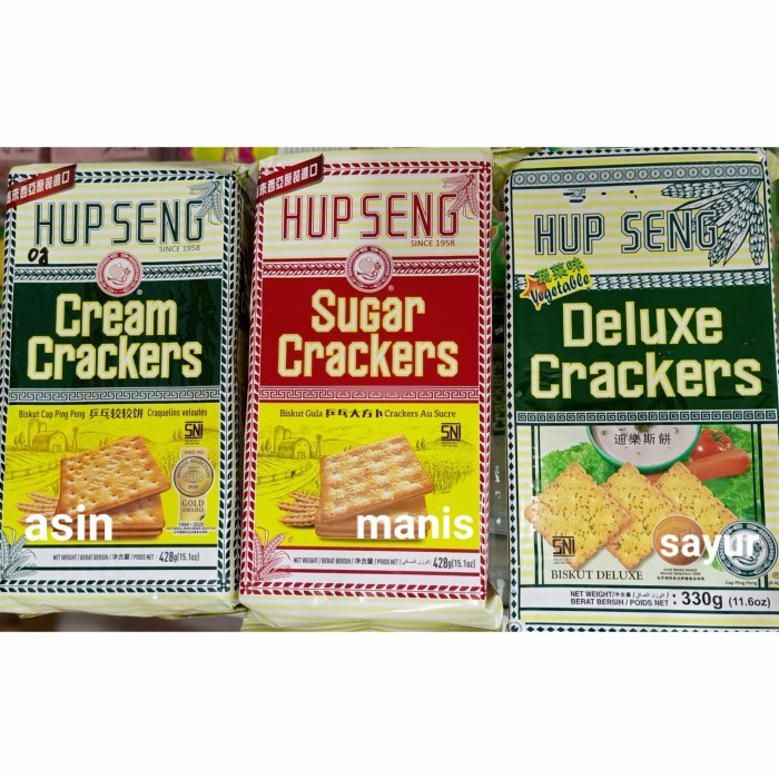 

biskuit hup seng ready rasa asin, manis dan vegetable original