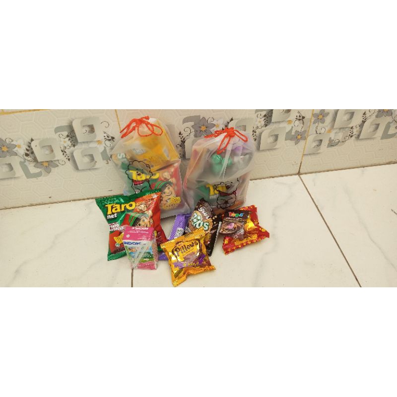 

Hampers Snack ultah anak /Bingkisan Snack Ulang tahun anak pouch serut AL.