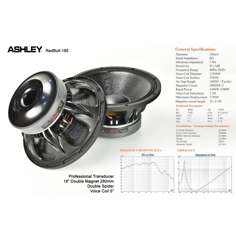 Speaker Ashley 18in RedBull 185