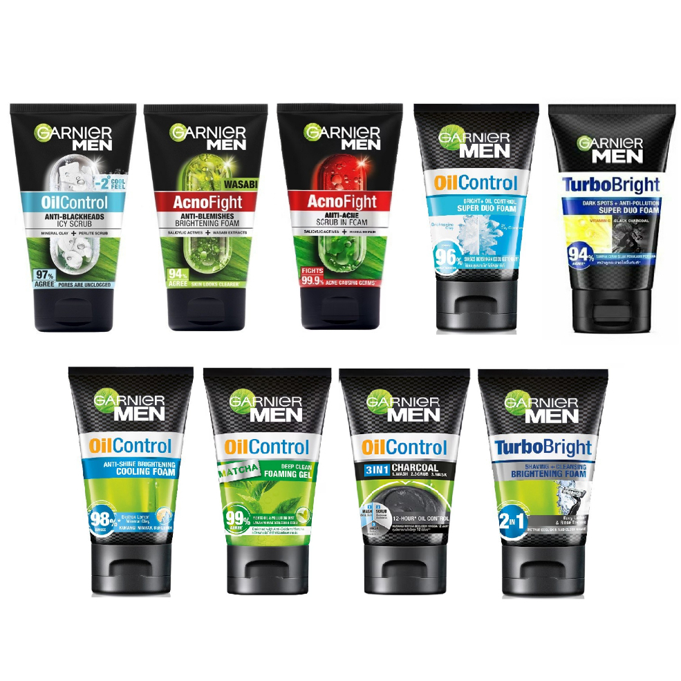 Garnier Men Brightening Facial Foam / Anti Acne - Pembersih Wajah Face Wash dan Face Scrub
