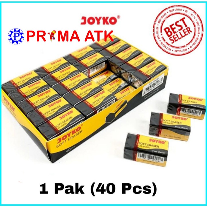 

Ay00! (40 PCS / 1 PAX) Penghapus Pensil Joyko B 40 Kecil isi 40 Pcs / Eraser B40 BL Hitam / Stip