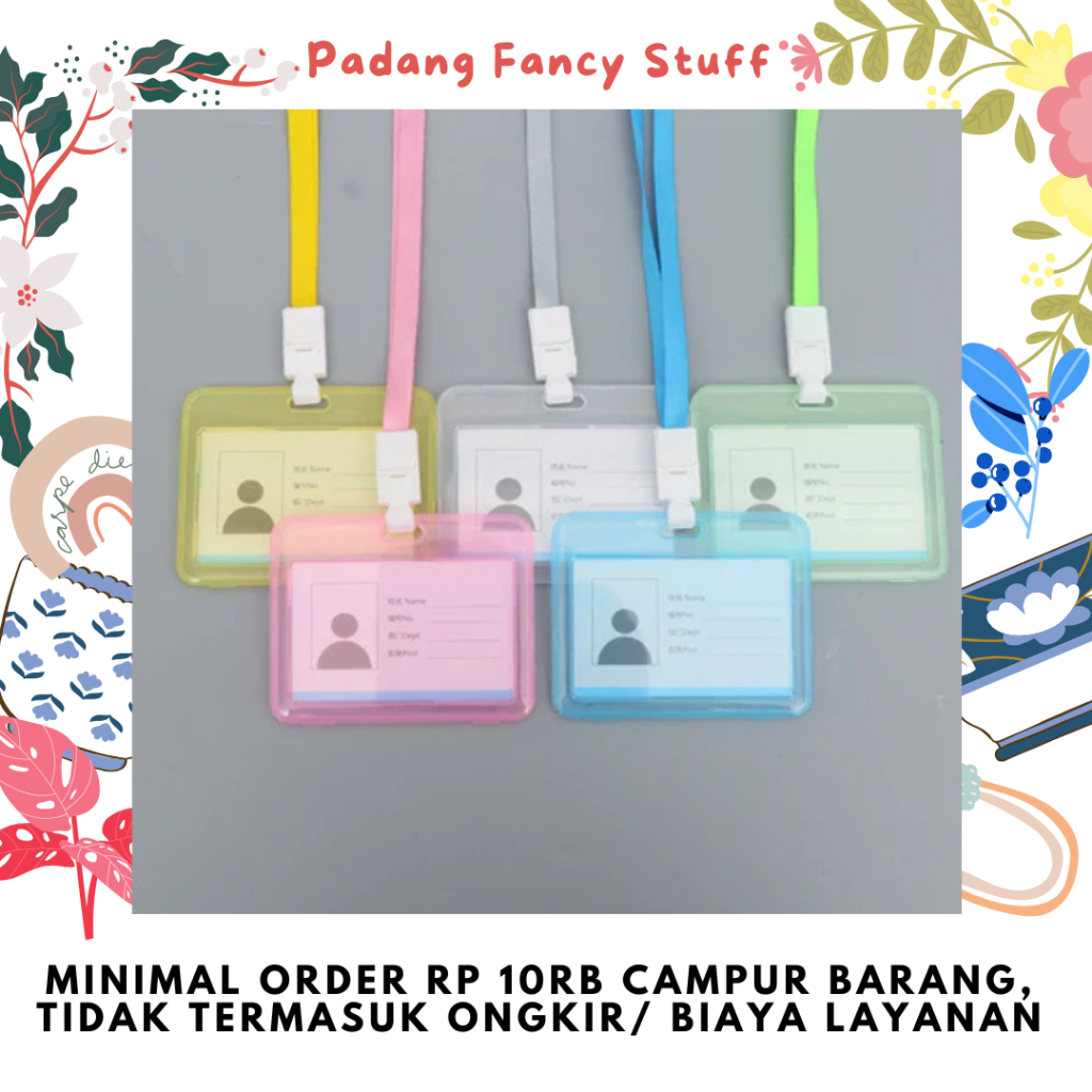 

PFS - 027 Name Tag Id Card Transparant Gantungan Kartu Nama Plastik Vertical Lanyard Potrait Motif Polos Warna Warni Tanda Pengenal BeninG