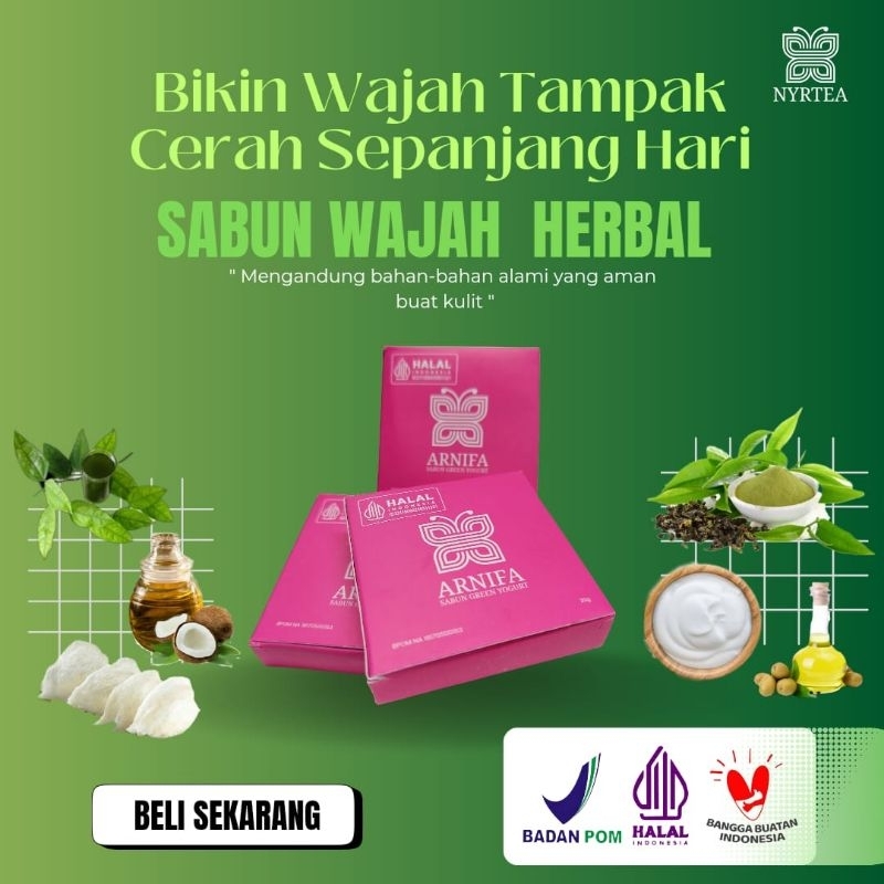 Sabun Nyrtea ARNIFA Sabun Glowing Green Yogurt Original 100% Asli