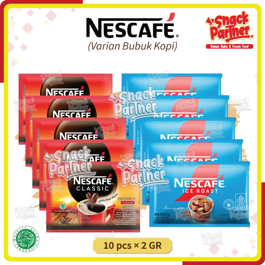 

NESCAFE 10 × 2 GR / Sachet | CLASSIC & ICE AMERICANO - Bubuk Kopi Hitam Instan Instant Coffee 10x2gr