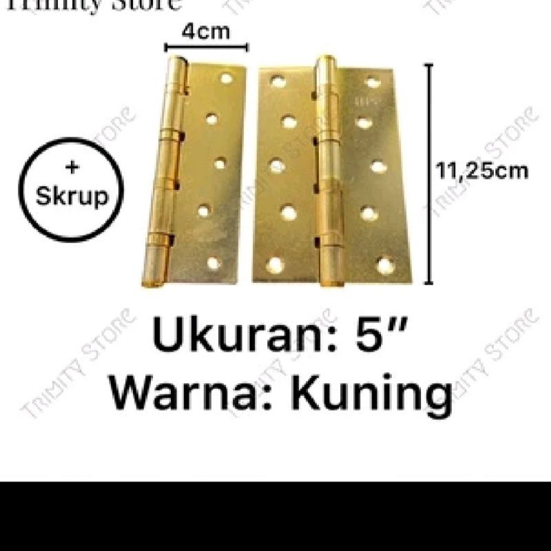 ENGSEL PINTU 5 INCH HPP 6 PASANG(12PCS) + SKRUP