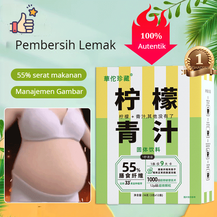 

✨Beli 2 gratis 1[Pembersih Usus] Minuman Padat Jus Hijau Lemon 36g(3gx12strip)/Sari Lemon/Minuman Padat jus Lemon Hijau/Lemon and Fiber Enriched Green Juice Powder with Barley and Enzymes