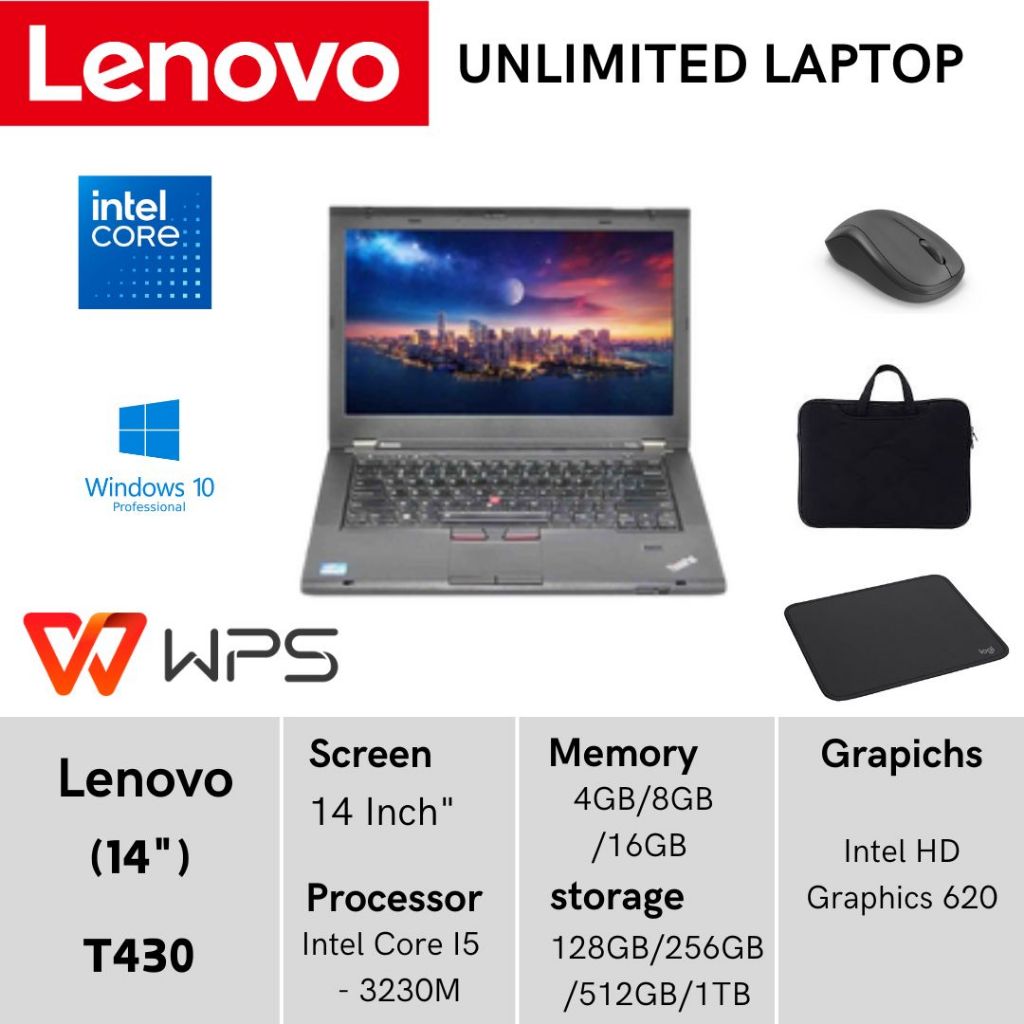 LAPTOP LENOVO THINKPAD T420 T430 CORE  i3 i5 i7 LAYAR 14 INCH PENINGKATAN TERBARU
