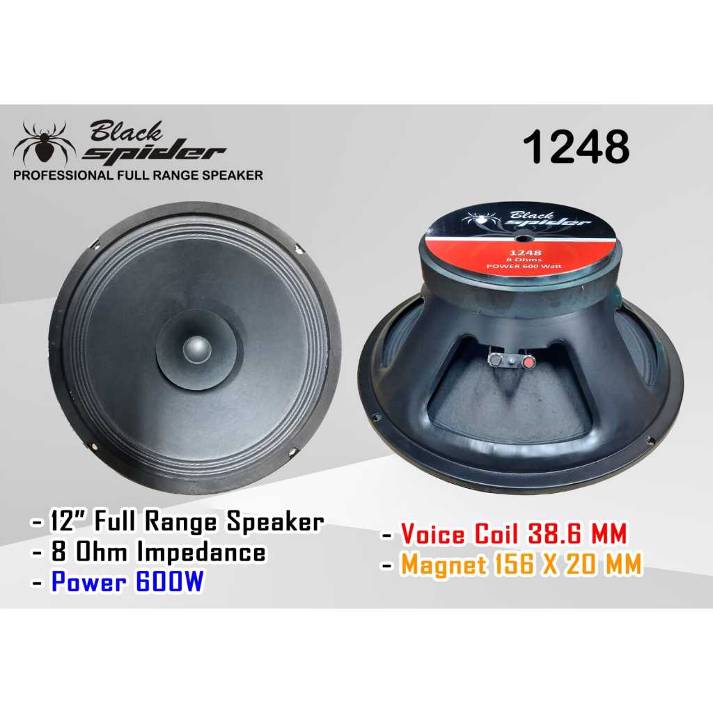 SPEAKER KOMPONEN BLACK SPIDER 1248 12in 600 Watt BS1248 BS 1248 12" 12inch 600Watt 600W
