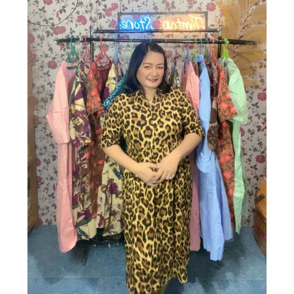 DRESS MOTIF MACAN BAHAN WOLFIS PREMIUM DIJAMIN ADEM DAN NYAMAN | DRESS WANITA KEKINIAN