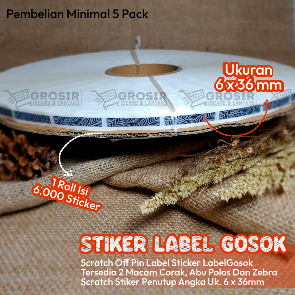 

STIKER LABEL GOSOK / Scratch Off Pin Label Sticker Label Gosok Scratch Stiker Penutup Angka Uk. 6 x 36mm
