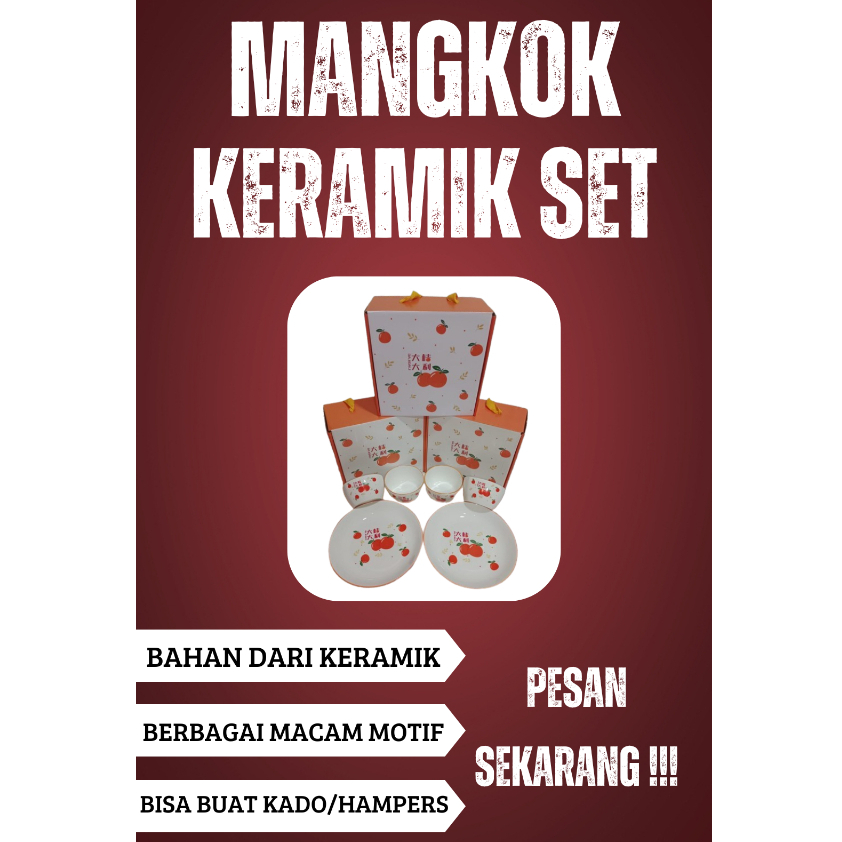 Mangkok Keramik Set Cantik isi 6 pcs | Mangkok Jepang | Hampers Mangkok set | Souvenir Mangkok Murah