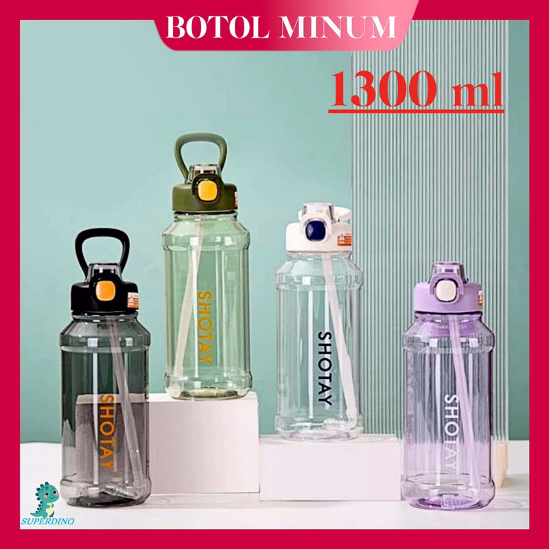 Superdino Botol Air Minum Plastik ST-6290 Tumbler Air Minum Sedotan Kapasitas 1.3 liter