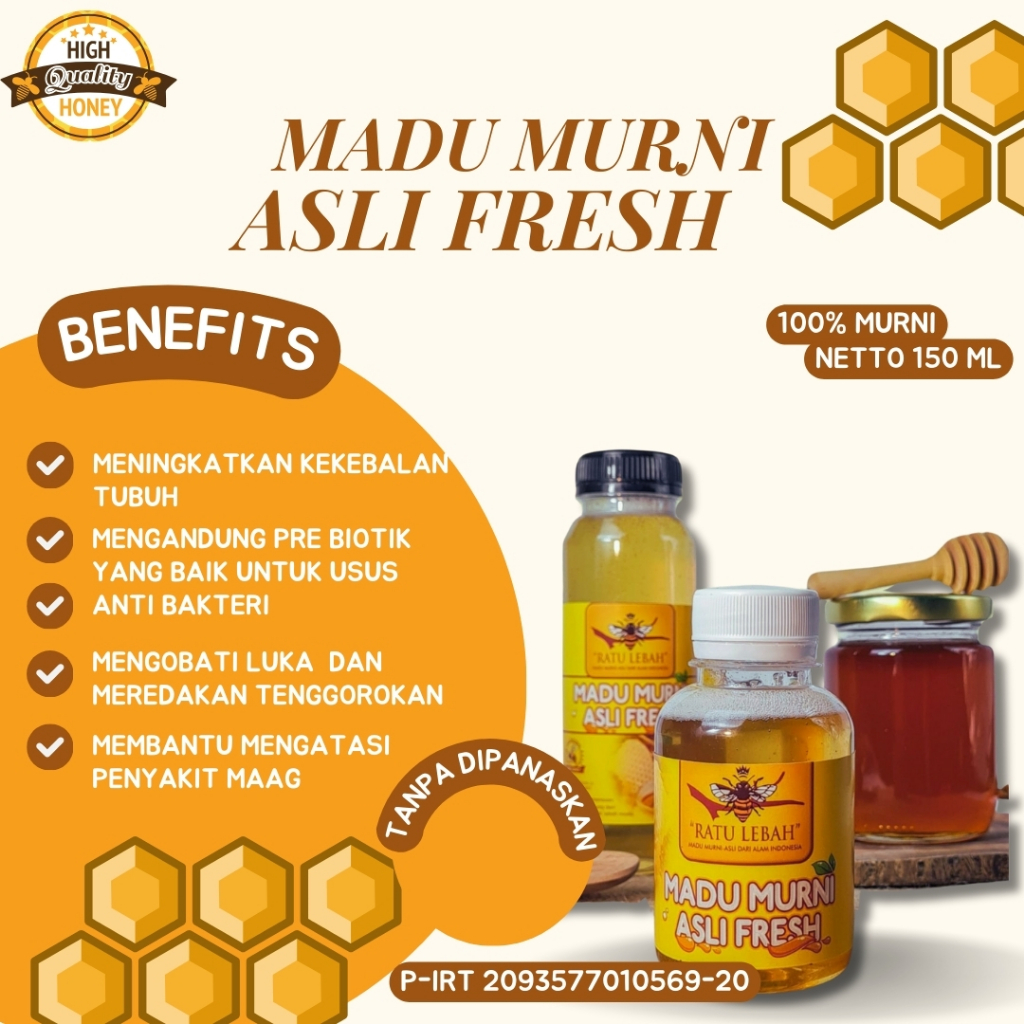 

RATU LEBAH - Madu Murni 100% Asli Fresh Multiflora - 150 ml