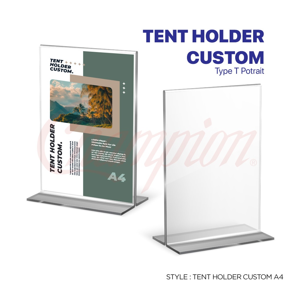 

Tent Card Holder Acrylic A4 type T - Acrylic Display Barcode/ Qris tebal 2mm