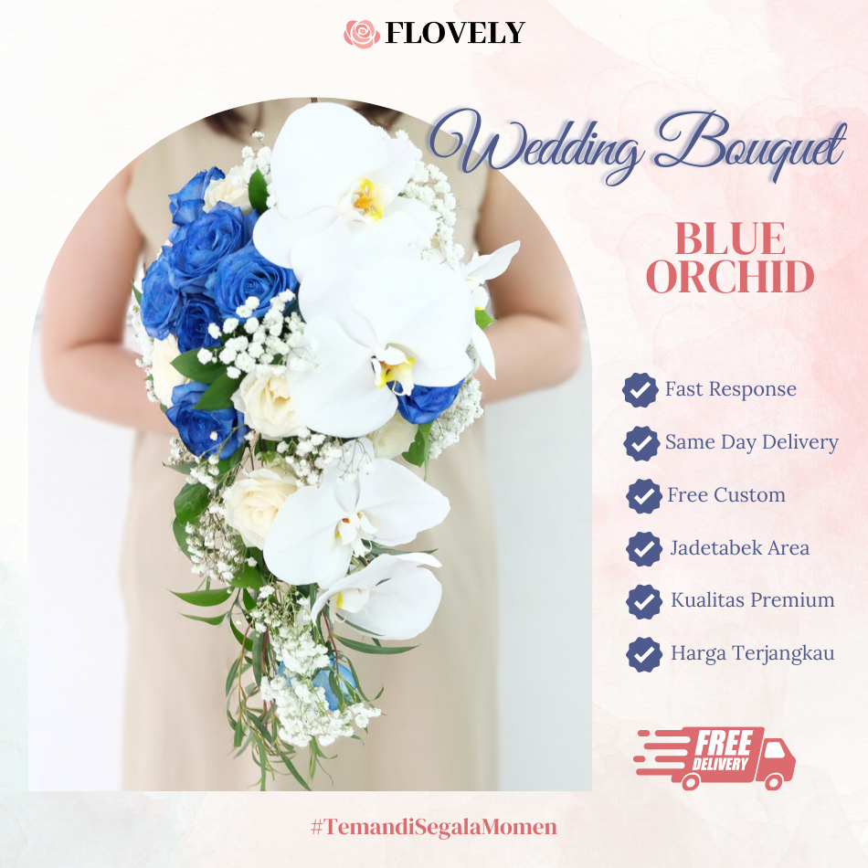 Hand Bouquet Blue Orchid | Hand Bouquet Wedding | Karangan Bunga Pernikahan | Hand Bouquet Bunga Asl