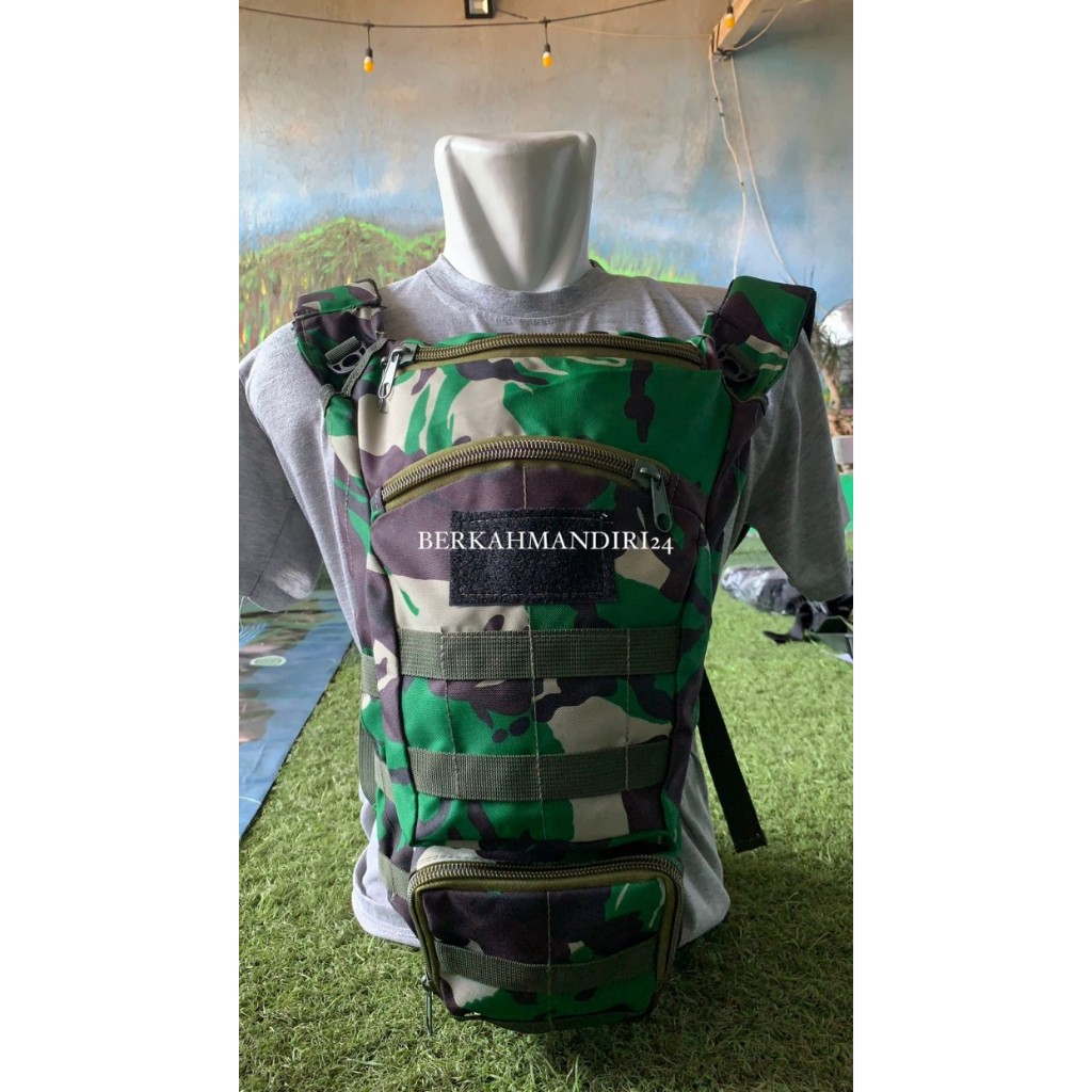 Tas Punggung Sepeda Tactical Polos Motif Loreng Bahan Velcro Cordura