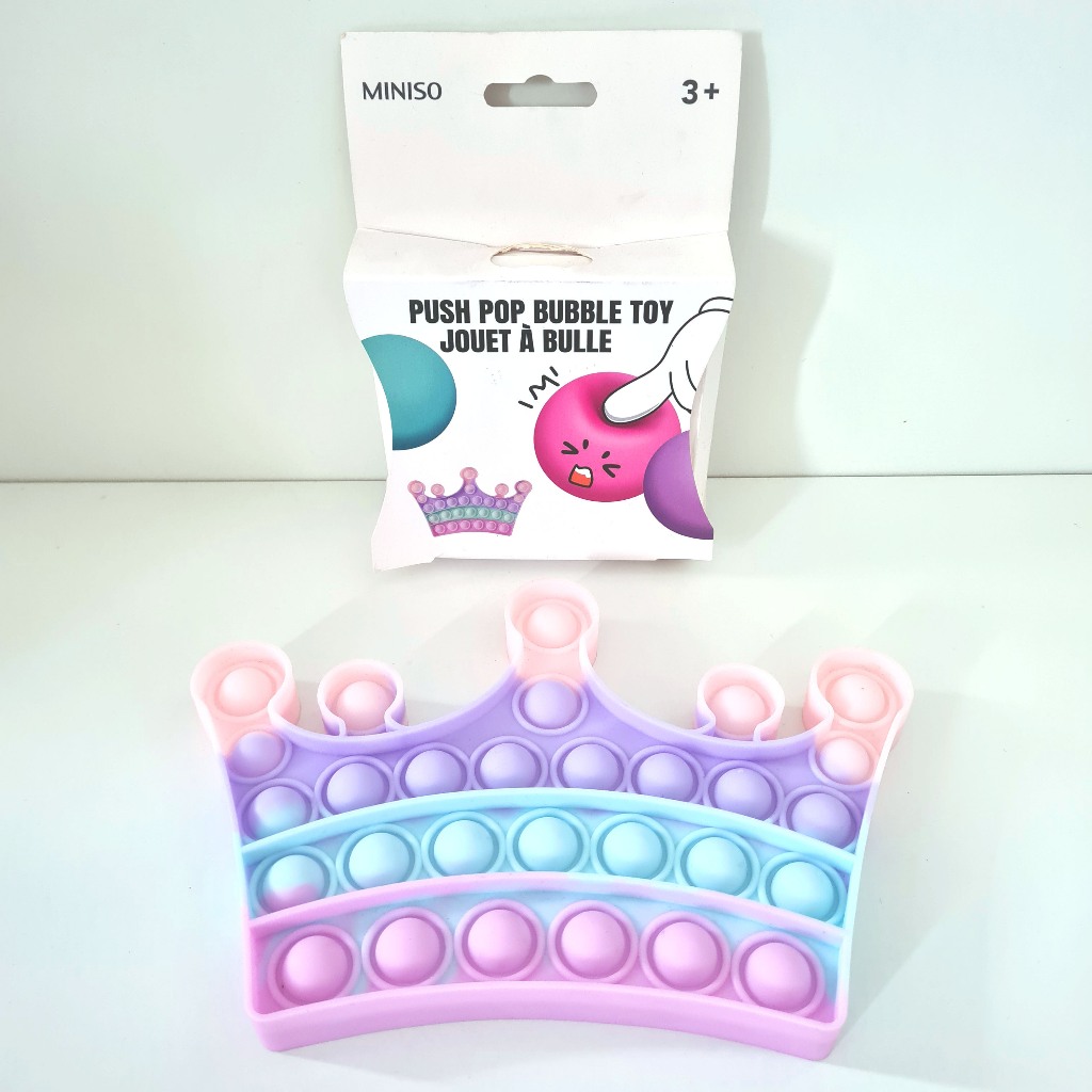 Miniso Mainan Belajar Edukasi Anak Motorik Fidget Push Pop It Bubble Mahkota Crown Warna Rainbow Pel