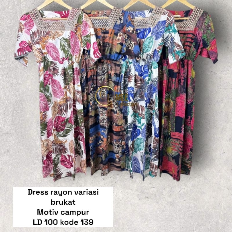 Dress 7/8 bahan rayon premium lengan pendek