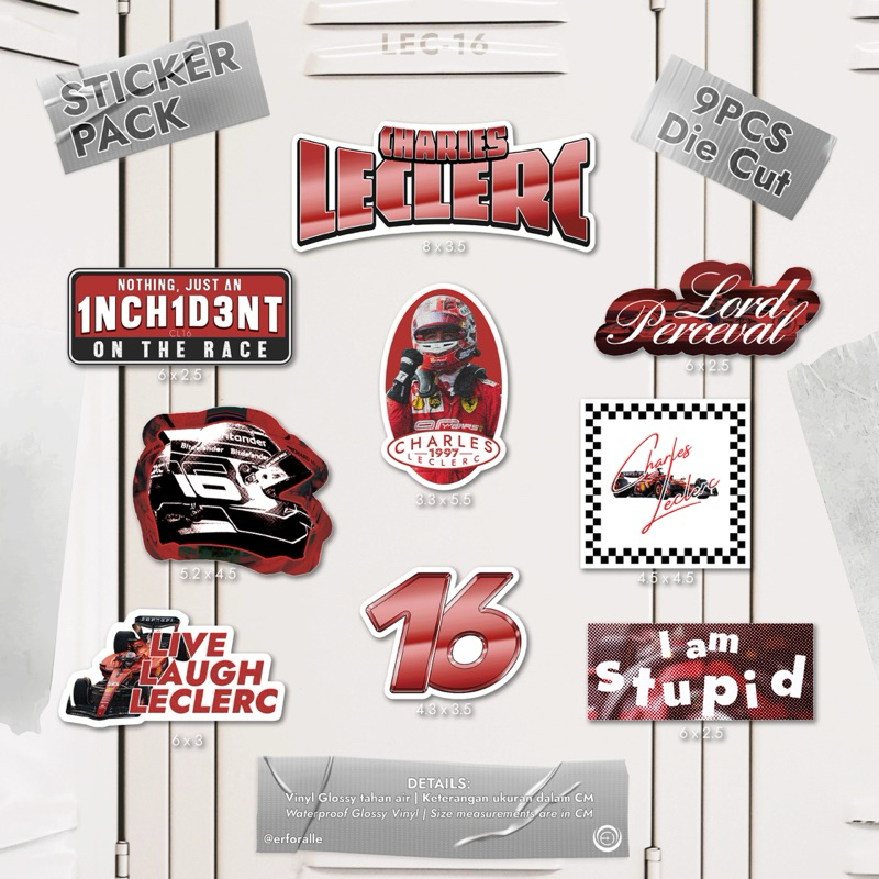 

Charles Leclerc Sticker Pack [9Pcs DieCut Stickers]