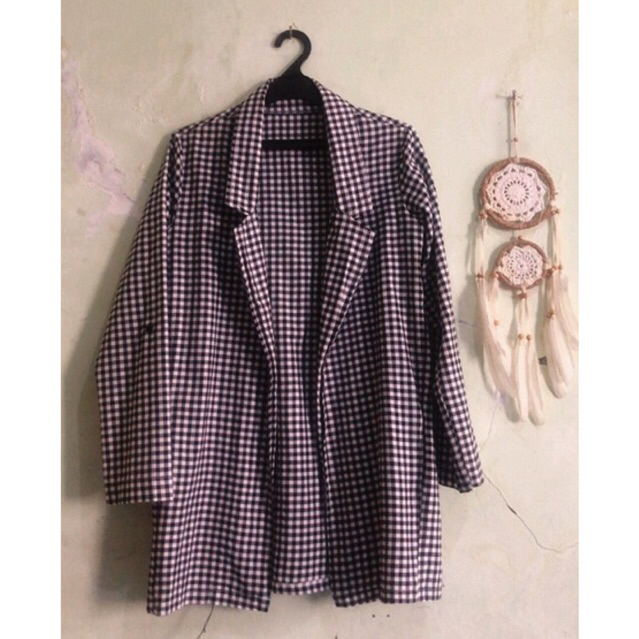 Blazer Wanita Hitam Putih Casual