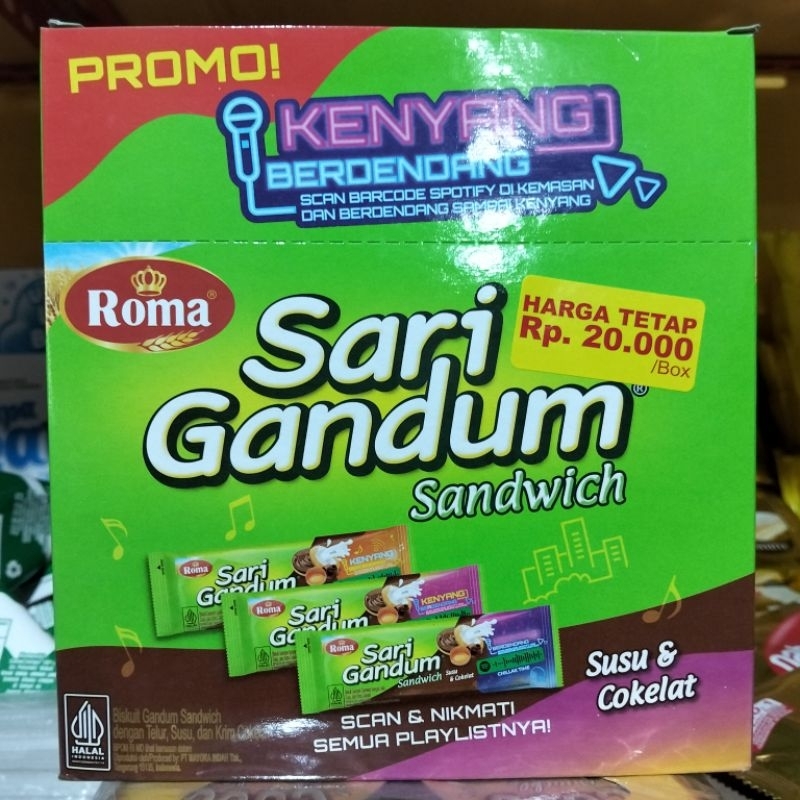 

ROMA SARI GANDUM SANDWICH 12PCS/BOX/36g