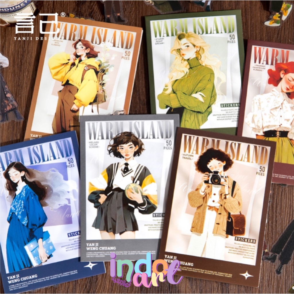 

(IAS) KB1 - Sticker Book Set Dekoratif Stiker Girl Korean Japanese Diary Style isi 50 pcs