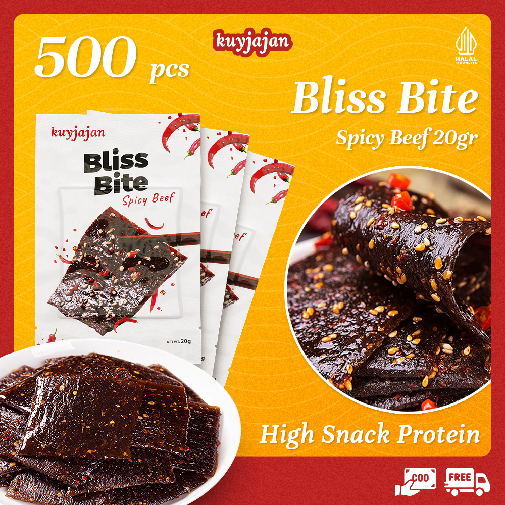 

KuyJajan - [Halal] [500 - 1000 pcs] Snack Bliss Bite Spicy Beef 20gr Camilan Pedas Food | Latiao Halal