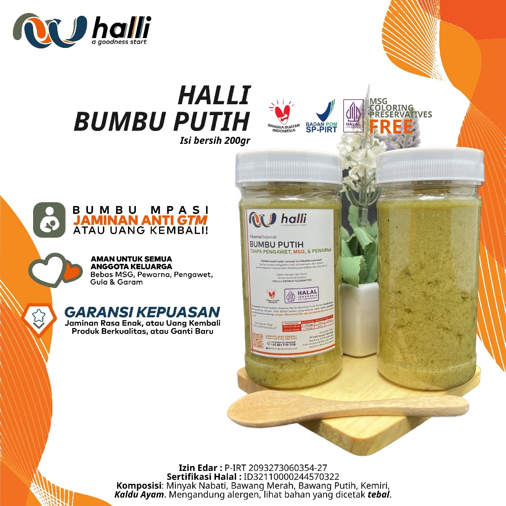 

Halli Bumbu Putih, Bumbu Dasar. Rahasia masakan dipuji suami dan disukai anak. Bikin semua makin nikmat!