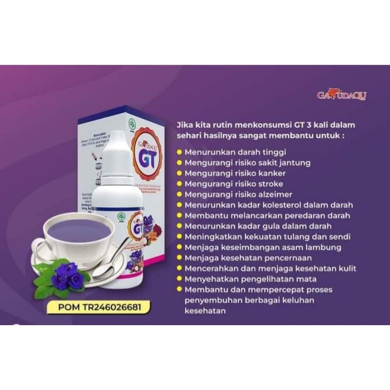 Teh GT Teh Biru Ekstrak Bunga Telang Asli GT Teh 100%Original BPOM Isi 15ml/300Tetes