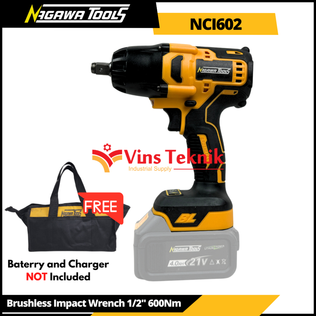 Cordless Brushless Impact Wrench Mesin Pembuka Baut NCI602 NAGAWA NCI 602
