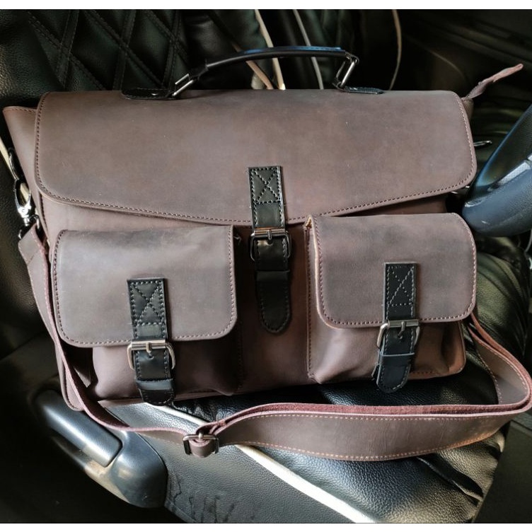 ART E66Z Tas Selempang Mastodon Kulit Sapi Asli