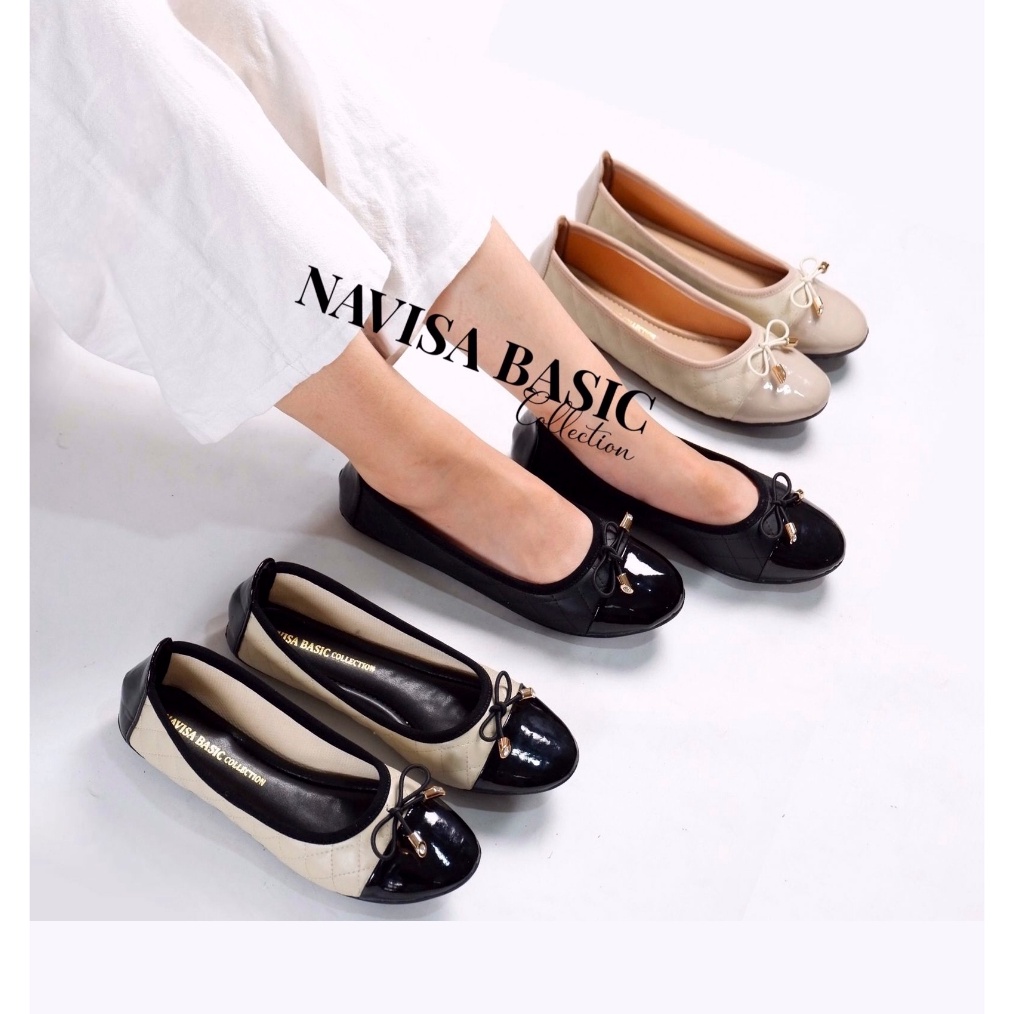 KODE W2W4 Sepatu Wanita Flat Shoes Super empuk Navisa Basic Collection Trya Flat Shoes