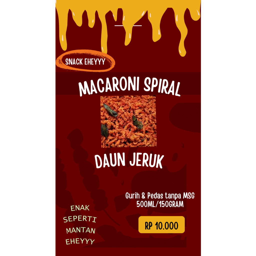 

TERLARISSS MACARONI SPIRAL PEDAS DAUN JERUK 500ML/150GRAM THINWALL