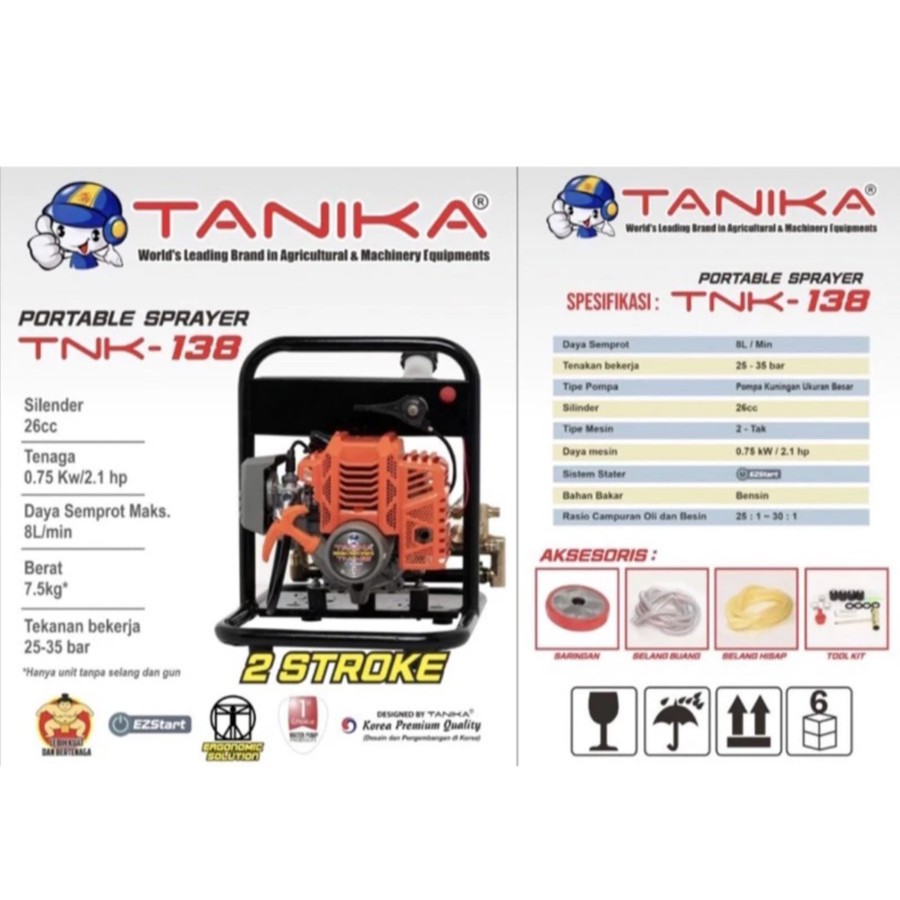 TANIKA High Pressure Portable Sprayer TNK 138 Mesin Penyemprot Tekanan Tinggi 2 Tak