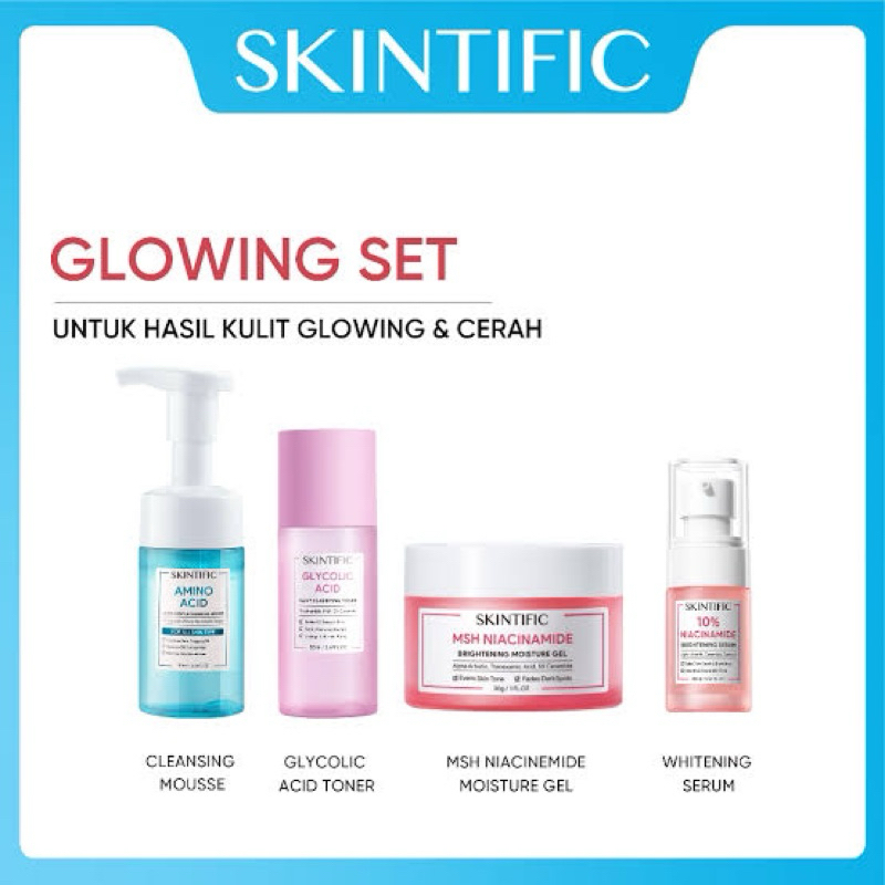 Paket Skincare 5in1 Skintific “Glowing Complete Set” Terdiri dari : • Moisturizer • Toner • Serum • 