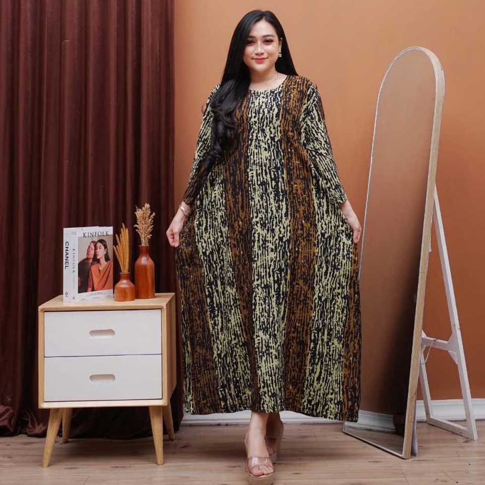 ART J38P Afika Daster gamis jumbo LONGDRESS CABUTAN PARIS BUSUI LD 13 DASTER BATIK LENGAN PANJANG BU