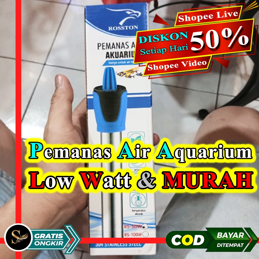 Heater Air Aquarium Stainless 50Watt 100Watt Pemanas Air Akuarium Otomatis 50 Watt 100 Watt Anti Kar
