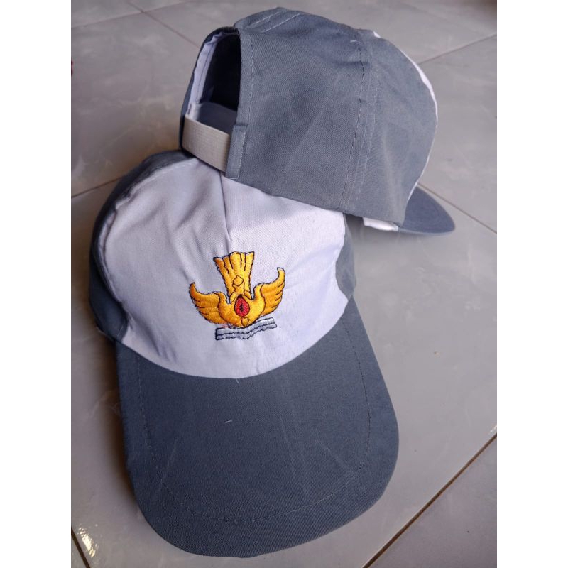 topi seragam SMA abu-abu dan abu putih,topi seragam SMA,topi sekolah sma