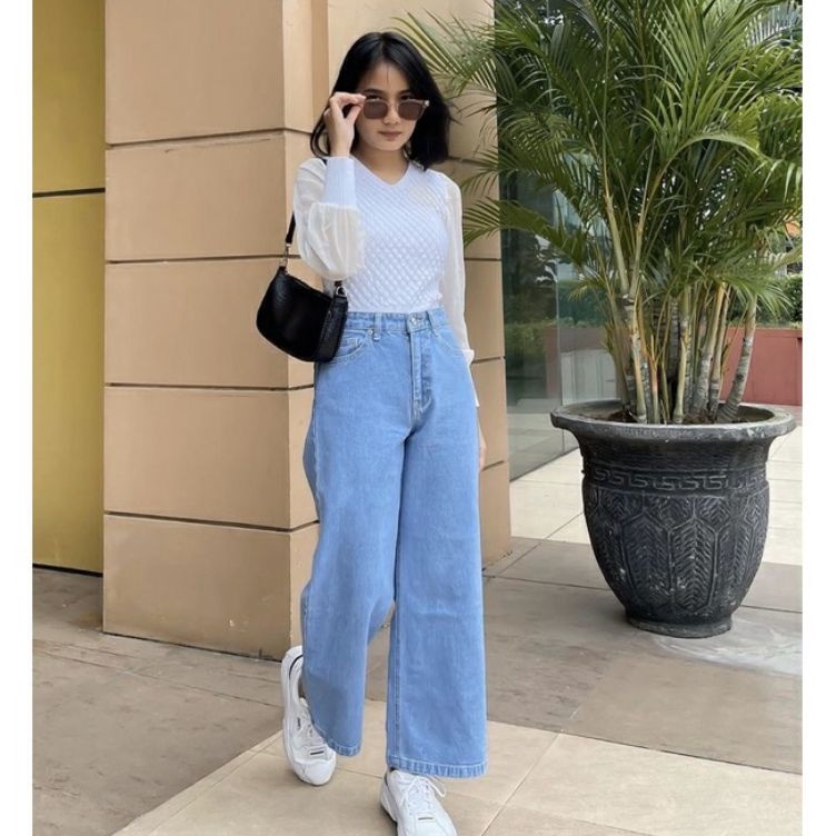 ART T97P Highwaist Kulot Jeans Wanita Loose Grosir Fashion Store