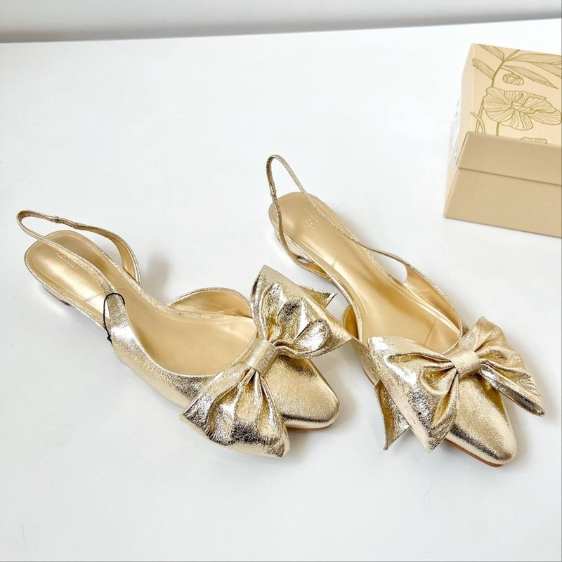 Gold ribbon flatshoes by Zara high quality fashion shoes sepatu flat wanita kantor kerja casual dail