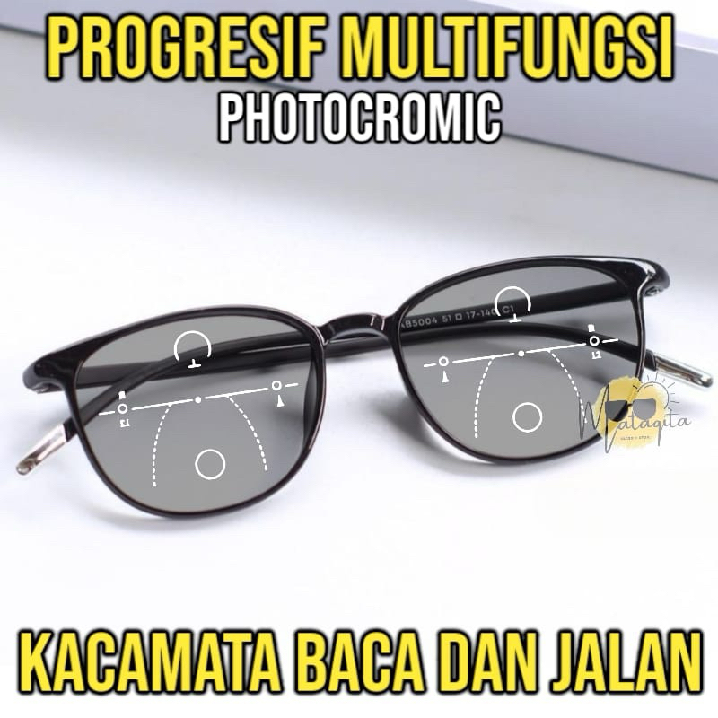 Kacamata Progressive Photocromic Pria/Wanita | Kacamata Baca Plus jauh sedang dan dekat| Kacamata Ja