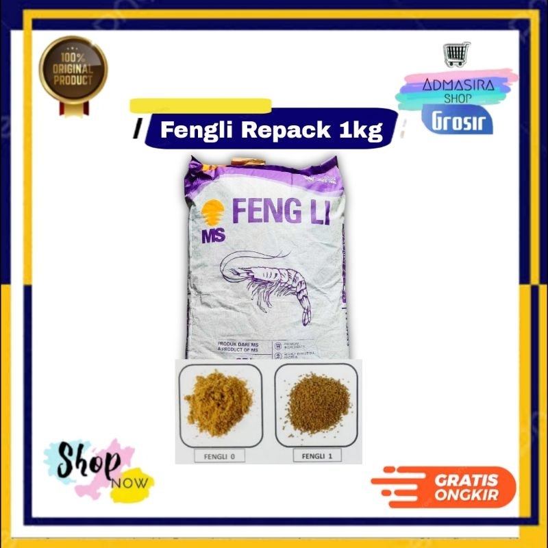 FENGLI1 FENGLI0 1KG Repack Pakan Larva Benih Ikan Pelet Udang 1 kg Fengli 0 Feng li 1