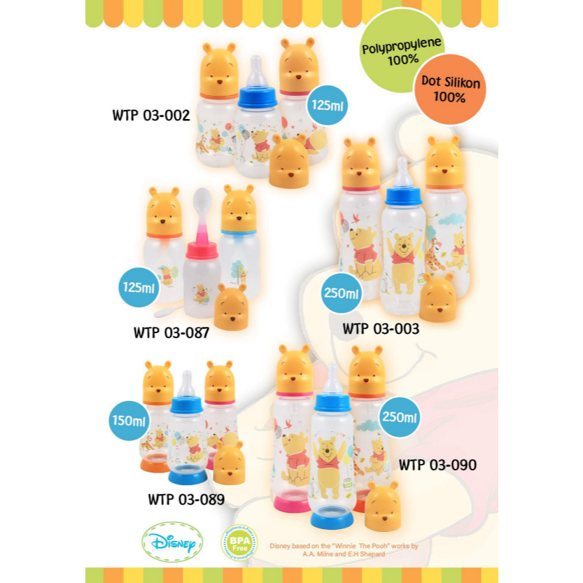 Kiddy Winnie The Pooh Baby Bottle / Botol susu bayi Disney WTP03 001/2/3