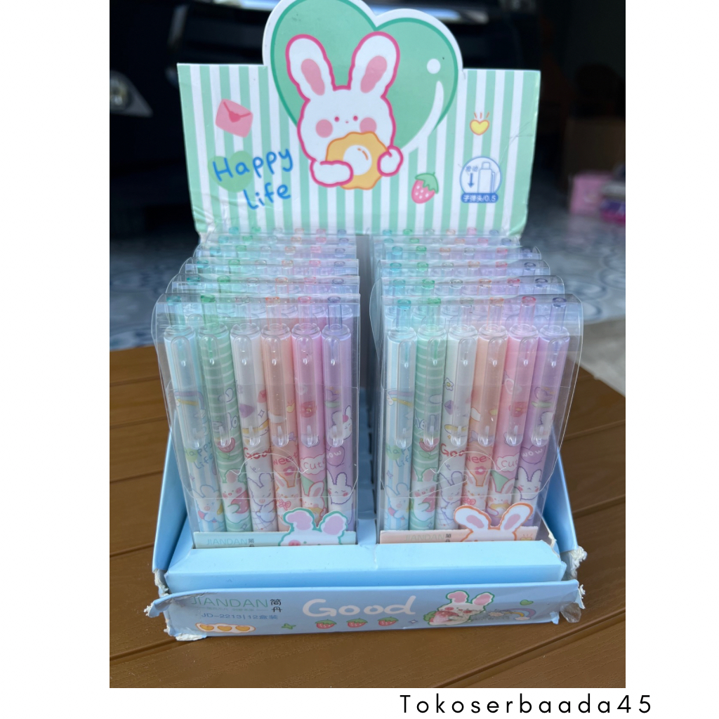 

6PCS PULPEN GEL MEKANIK 0.5 MM Bunny Rabbit Kelinci BALLPOINT LUCU PENA Pens GEL 1 Pack Grosir Murah