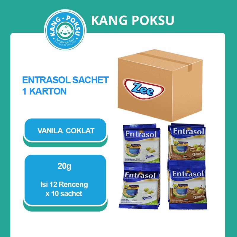 

ENTRASOL SACHET 20 GR PAKET 1 KARTON VANILA COKLAT ISI 12 RENCENG X 10 SACHET @20GR SSSC KPS