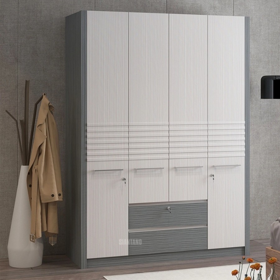 Lemari 4 Pintu Lemari Besar Premium Lemari Pakaian Siantano