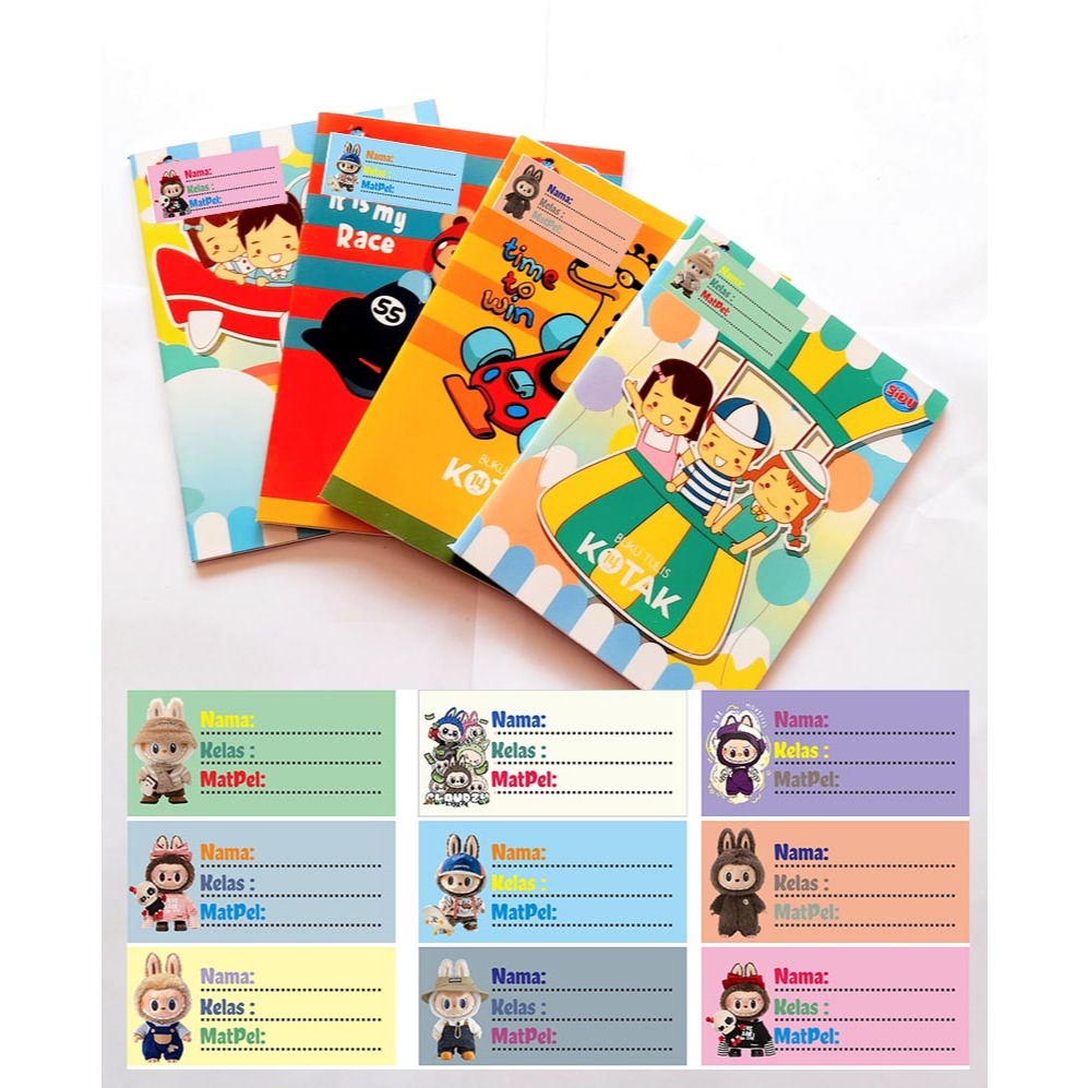 

stiker mata pelajaran buku anak sekolah label nama buku tulis isi 9 pcs