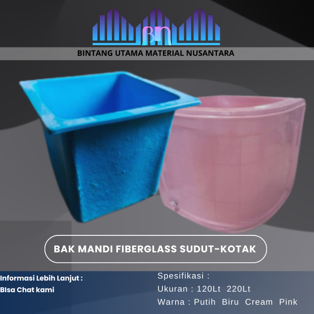 Bak Mandi / wadah air / Fiberglass Kotak / Oval