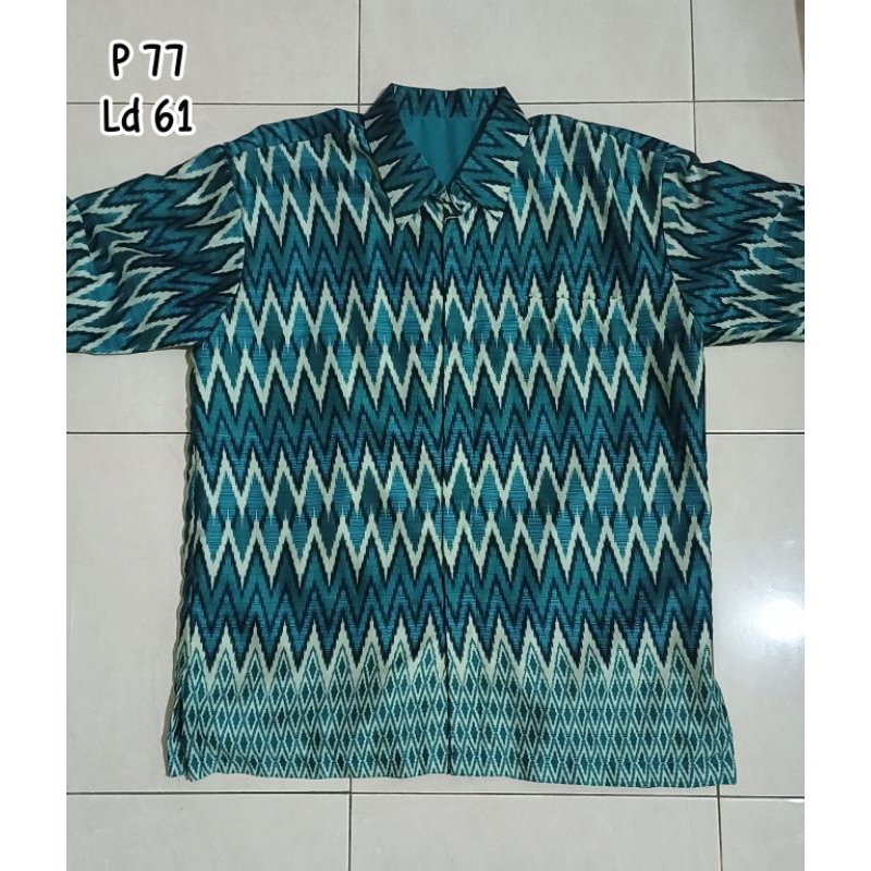 [PRELOVED] - kemeja batik pria lengan pendek hijau pakaian formal laki-laki big size baju pesta part