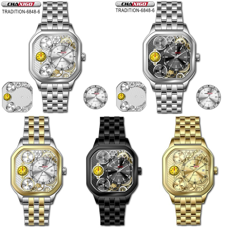 Jam Tangan Pria CHAXIGO 6848 Stainless Steel Original